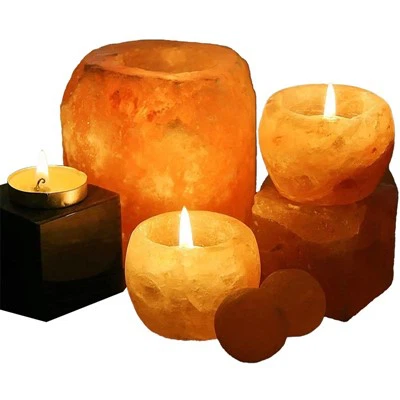 내추럴 셰입 히말라야 소금 캔들 홀더